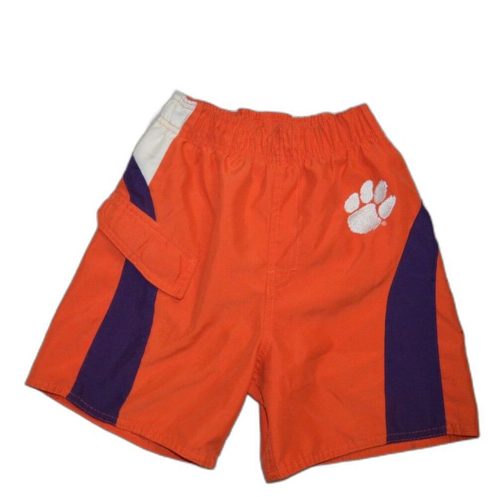 Clemson University Tiger Paw Boys Swim Trunks Bathing Suit Lined 6/7 Small
